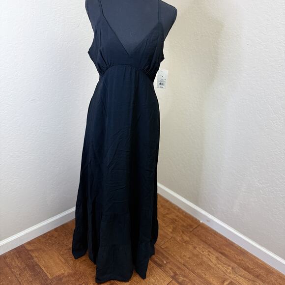 NWT A New Day Black Open Back Maxi Dress Sleeveless V Neck Women’s Medium - Picture 1 of 5